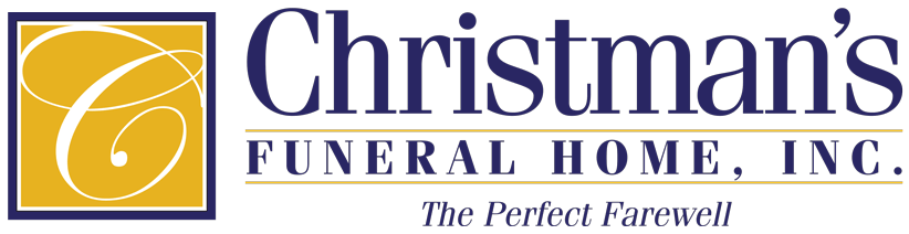 Christmans Funeral home words with logo at top.